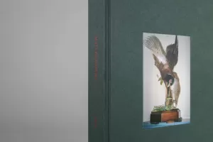 Po lewej stronie zdjęcia zielona okładka książki fotograficznej YAGA ze zdjęciem wypchanego bażanta na okładce. 