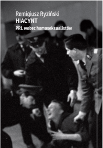 Okładka książki zatytułowanej Hiacynt, przedstawia mężczyznę trzymanego przez funkcjonariuszy policji.