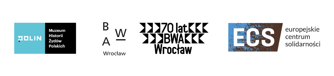 logotypy Muzeum Historii Żydów Polskich POLIN oraz BWA Wrocław Galerie Sztuki Współczesnej i Europejskiego Centrum Solidarności