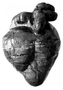 zdjecie przedstawia wyrzeźbione w bryle wegla ludzkie serce