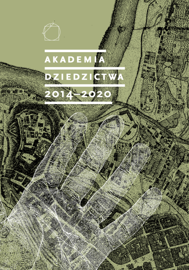 Okładka książki. Mapa miasta z napisem akademia dziedziczna 2014 - 2020.
