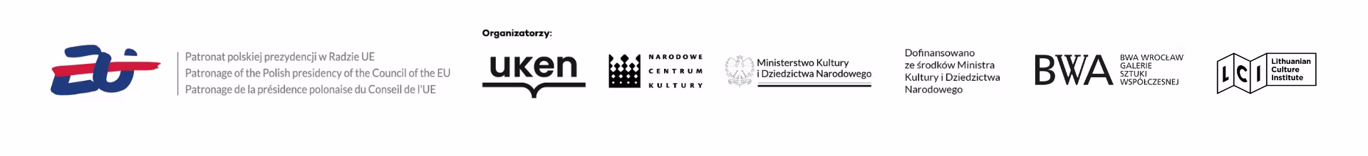 Rząd logotypów organizacji.